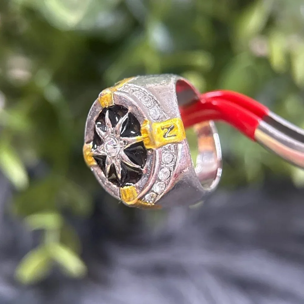 Silver‎ With Gold Accent Compass Ring